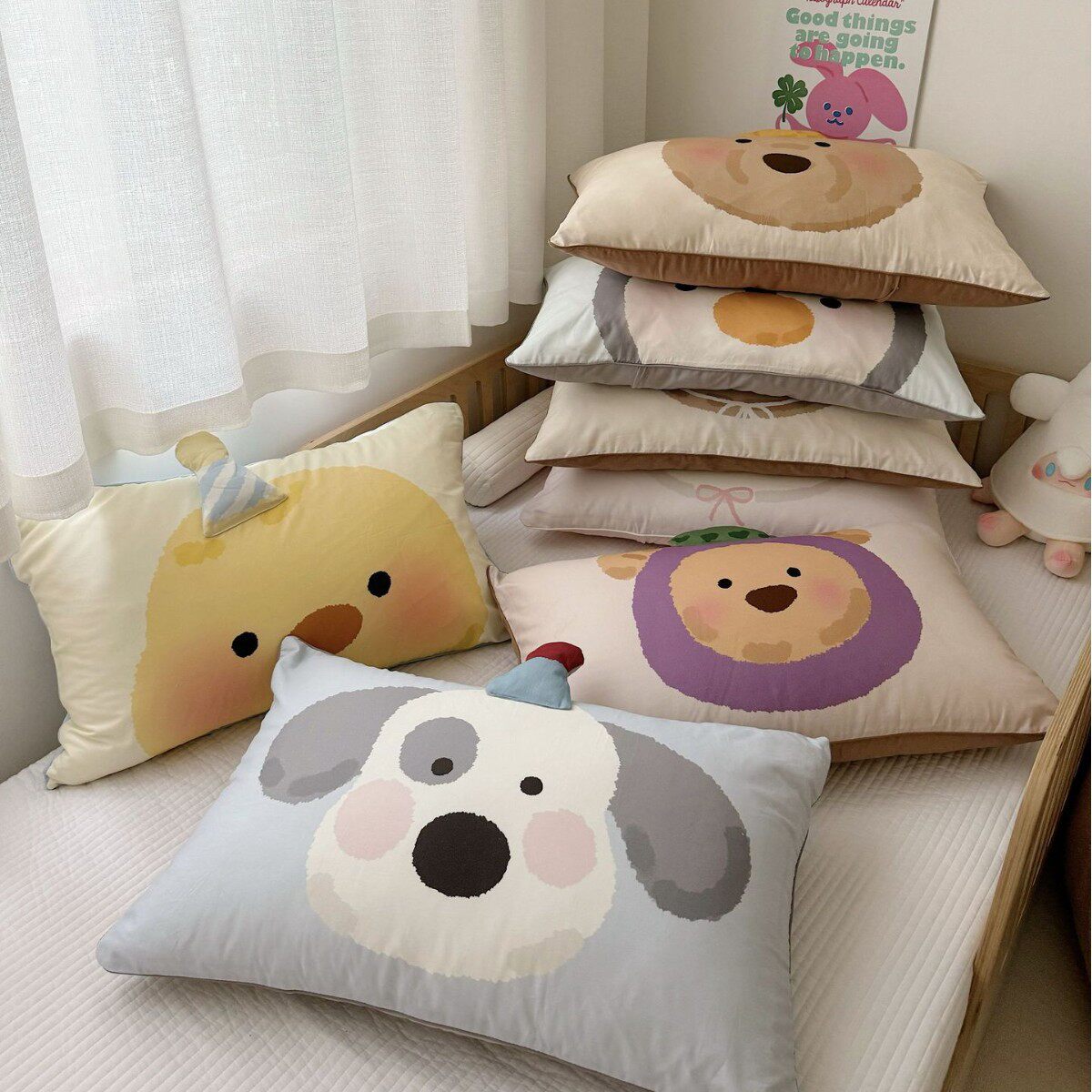 A cartoon children's cotton sanding pillowcase pillow core 30*50 thick single 48X74cm pillow cover