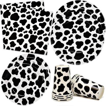 Farm Cow Themed Birthday Party Tableware Set Paper Towels Paper Plates Paper Cups Party Decoration Disposable Tableware