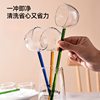 Colorful Transparent Long Handle Glass Spoon High Borosilicate Dessert Spoon High Borosilicate Household Spoon Tea Spoon Seasoning Spoon