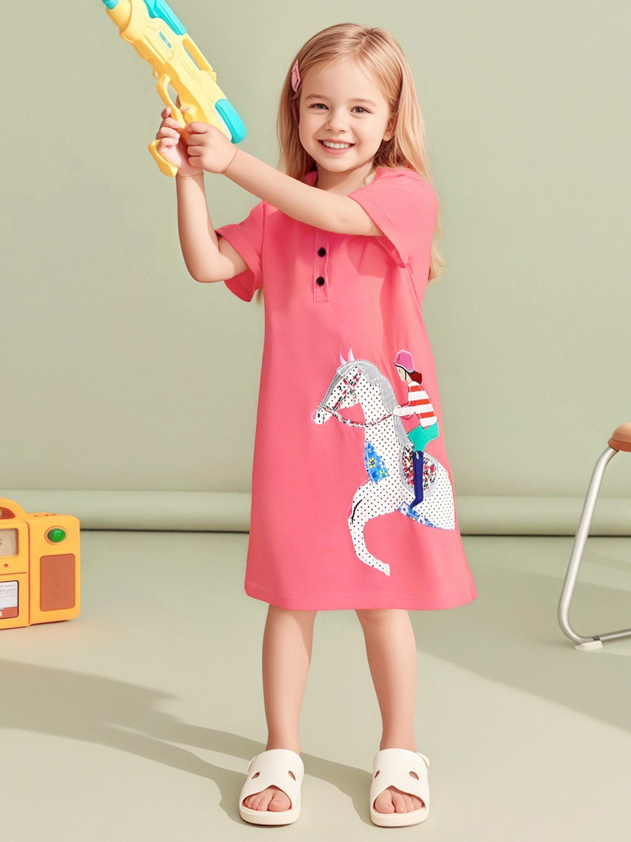 Children's Dress, Cartoon Girls' Dress, New Summer Girls' Short-sleeve Dress