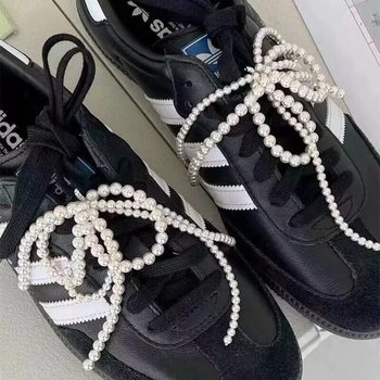 Korean Style New Pearl Bow Loop Tassel Shoe Buckle Hanging Fashion Small Chanel Style Shoe Accessories Accessories