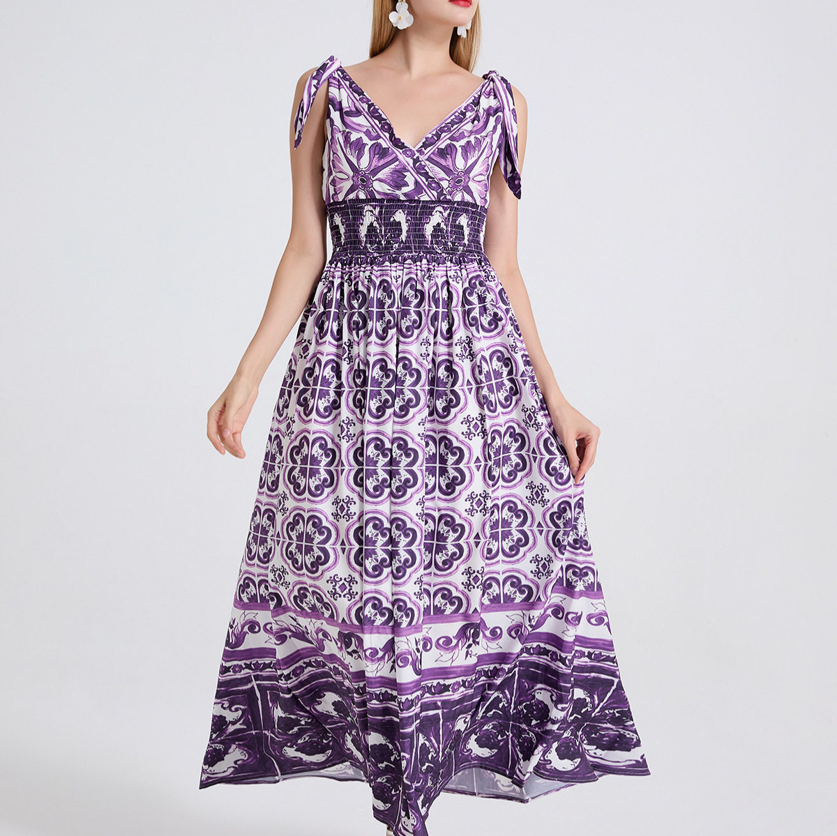 Summer Floral Maxi Dress for Women Elegant Design Slimming Fit Adjustable Straps Perfect for Vacations and Casual