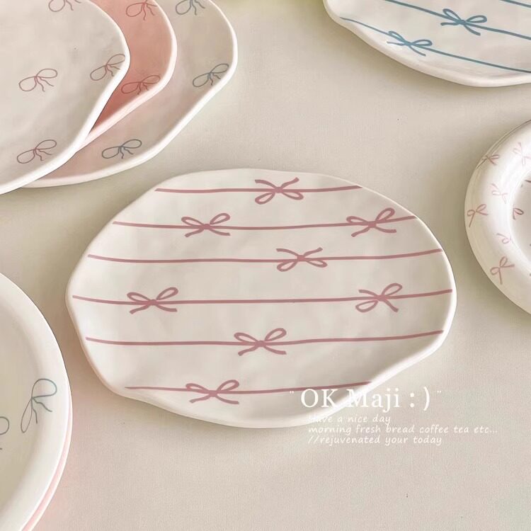 Breakfast Plate High-value Steak Dinner Plate Household Plate Cute Girl's Heart Ceramic Cake Plate Fruit Dessert Plate