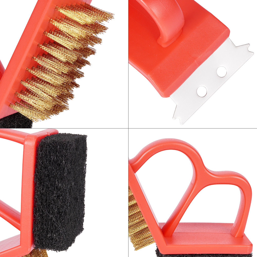 Barbecue net cleaning brush stainless steel iron 3-in-1 wire steel wire brush special cleaning for barbecue grill steel brush
