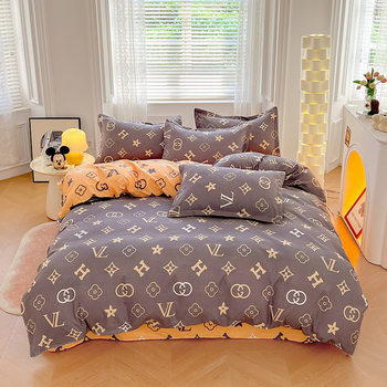 Simple Thickened Twill Cotton Four-Piece Set, Fully Brushed Bed Sheetss and Quilt Cover, Student Dormitory Three-Piece Bedding Set