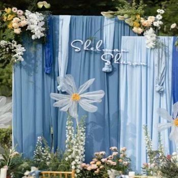 Blue Milk Silk Stelliative Cloth Wedding Cloth Curtain Arch Hotel Stage Korean-style Ceiling Cloth Decorative Cloth Curtain