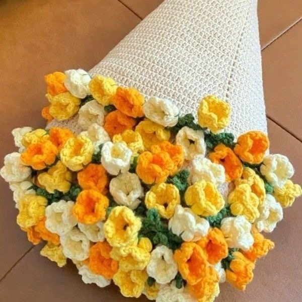 Bouquet Blanket Wool Hand-Knitted Flowers for Besties Mother's Day Valentine's Day
