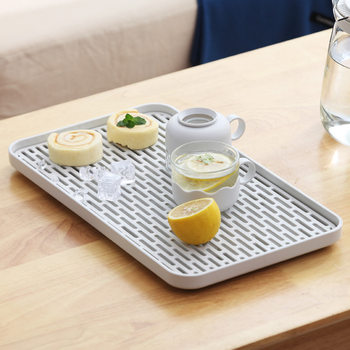 Cross-border dedicated household water cup tea tray double-layer draining tray non-slip rectangular plastic fruit plate multi-purpose storage