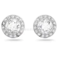 White crystal roman white gold stud earrings