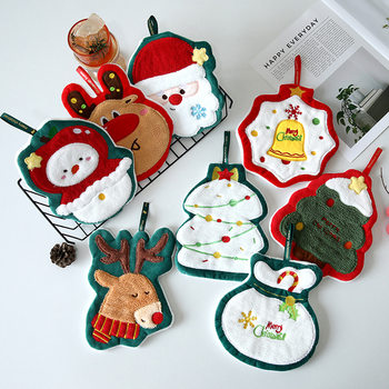 New Cross-Border Christmas Hand Towel Cartoon Cute Hanging Coral Velvet Towel Children's Gift Kitchen Hand Towel