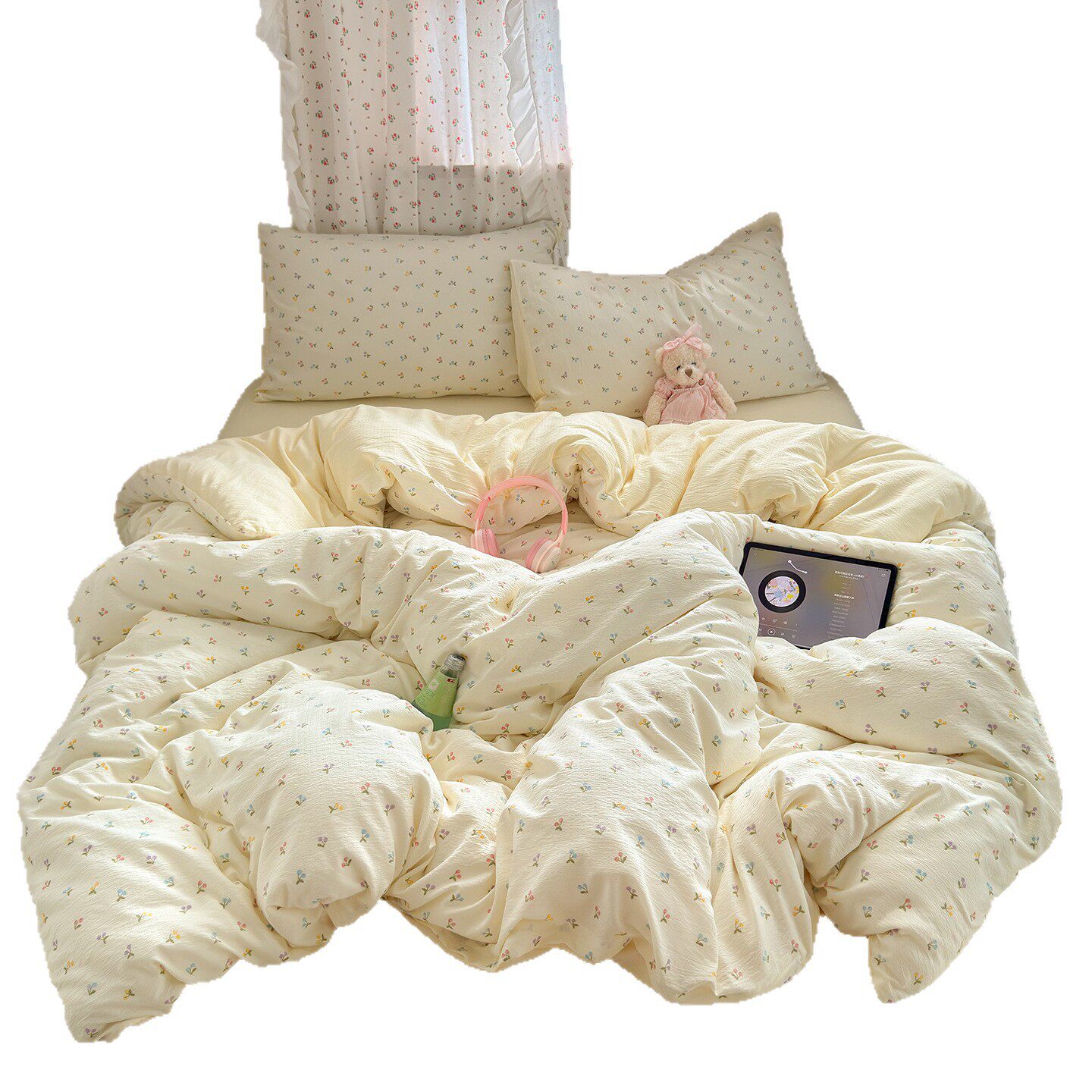 Category a Maternal and Infant Grade Four-Piece Set of Pure Cotton Double-Layer Yarn Bed Bed Sheetss and Quilt Covers New Dormitory Bed Bed Sheetss Three-Piece Set