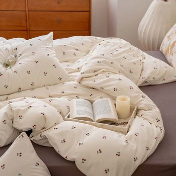 Class A naked sleep 100 cotton knitted cotton four-piece set Tianzhu cotton children's bed sheet quilt cover fitted sheet cotton three-piece set