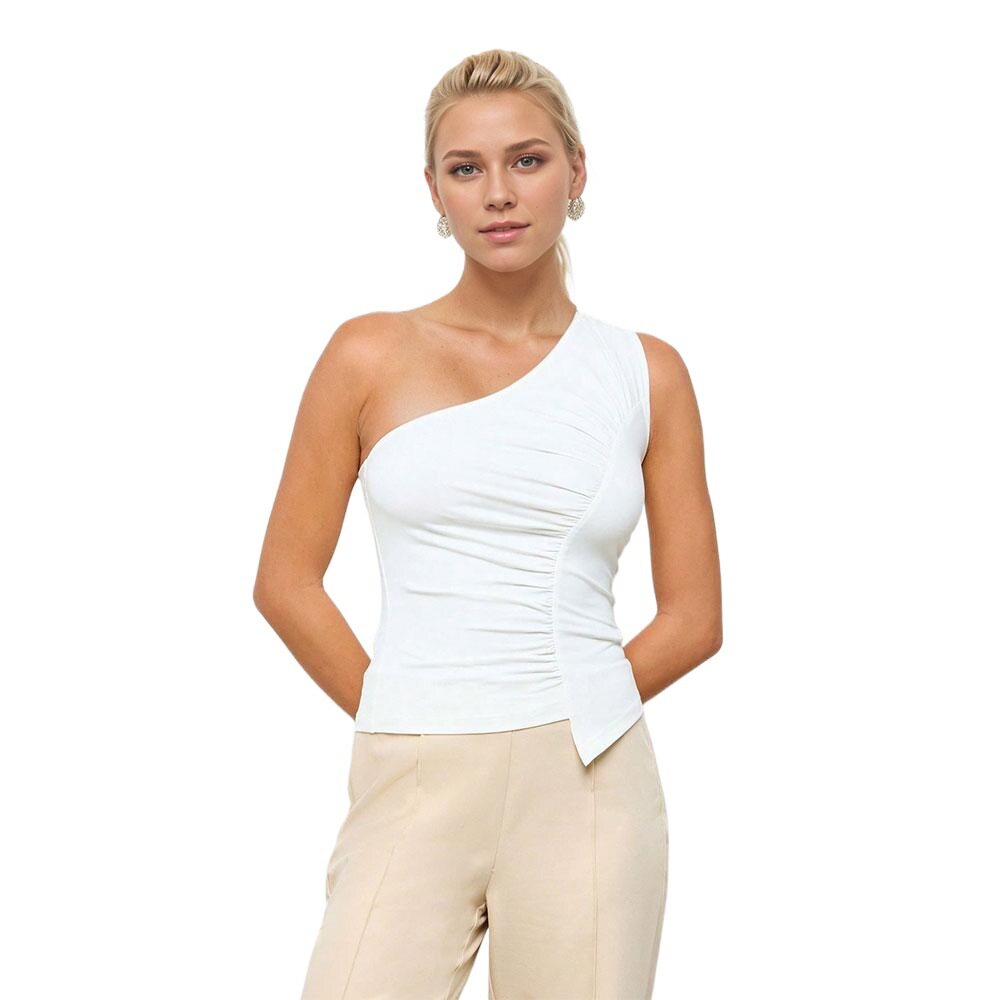 Summer Womens T Shirt Sleeveless Irregular Hem Solid Color Simple and Sexy Casual Wear for Everyday Use