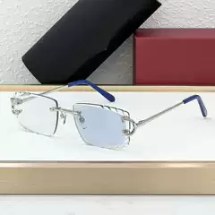 0092 Cross-Border Fashion European and American Metal Diamond Cut Edge Square Frameless Vacation Trendy Men's and Women's Sunglasses Party Ct Home