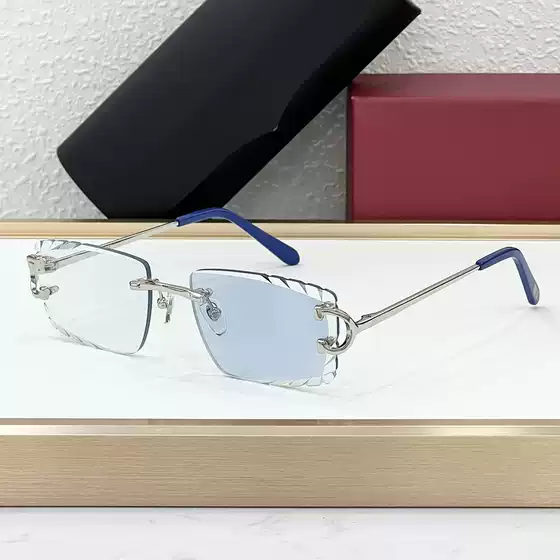 0092 Cross-Border Fashion European and American Metal Diamond Cut Edge Square Frameless Vacation Trendy Men's and Women's Sunglasses Party Ct Home