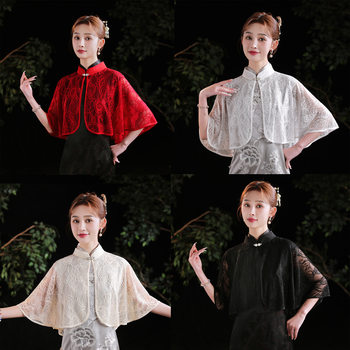 Wholesale Cheongsam Shawl Women's Outer Cardigan Spring and Autumn Western Style Lace Cloak Chinese Style Vintage Lace Cloud Shoulder