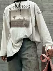 Yeezy Kanye Yzy European and American High Street Vultures Merchandise Integrated Sleeveless Jacket Album Cover Print Couple Long-Sleeve Shirt