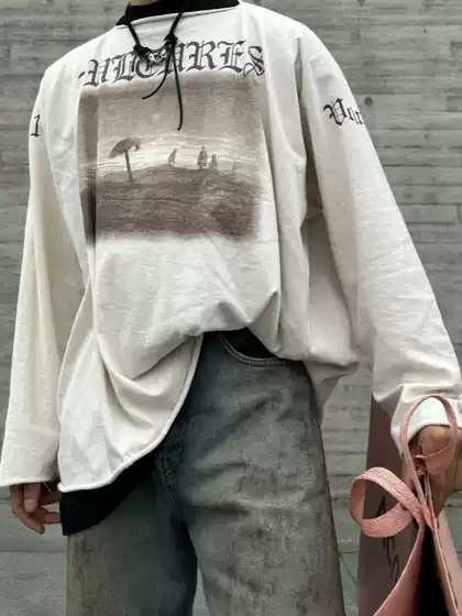 Yeezy Kanye Yzy European and American High Street Vultures Merchandise Integrated Sleeveless Jacket Album Cover Print Couple Long-Sleeve Shirt