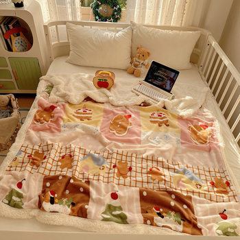 Winter New Ins Christmas and New Year Thickeneded Milk Velvet Cashmere Blanket Multi-Functional Cover Blanket 1.5m 2m