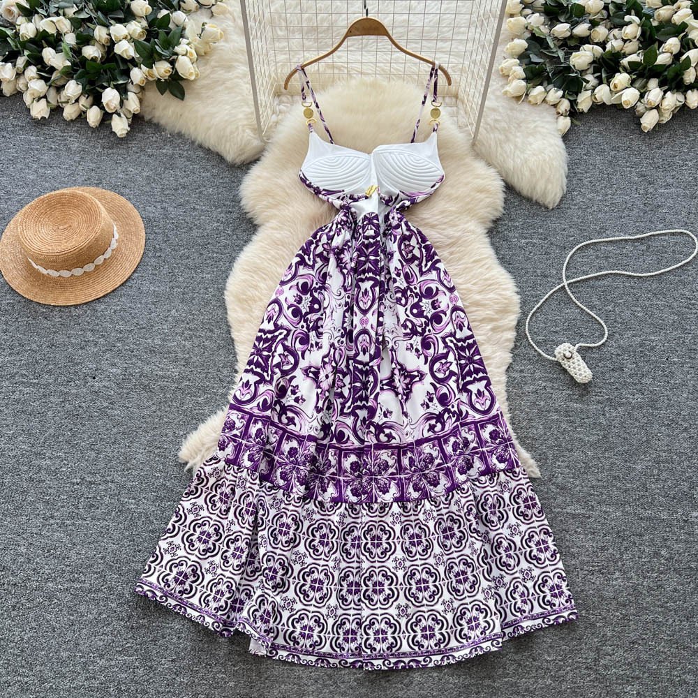 Fashionable Womens Maxi Dress Elegant Floral Print Waist Defining Flattering Fit Autumn Style Wholesale Available