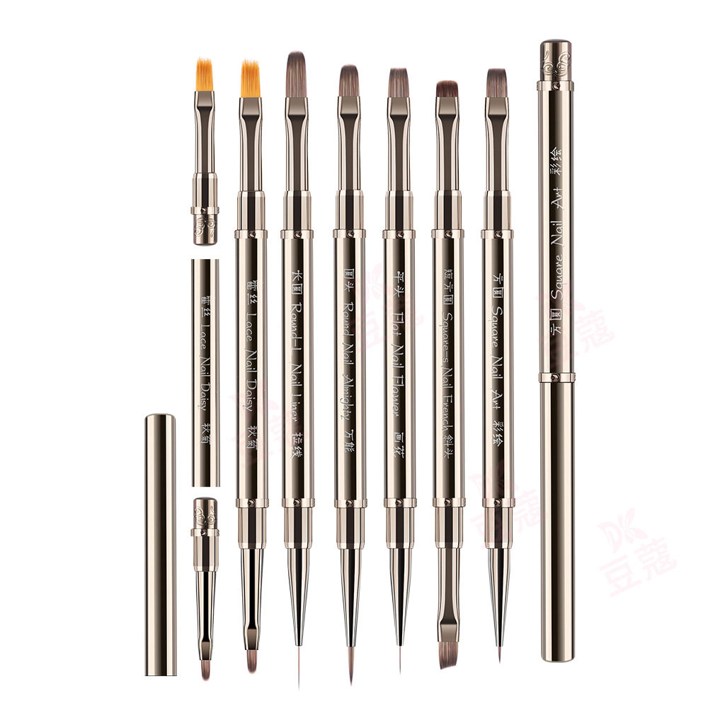 Cardamom New Manicure Double-Ended Pen Metal Phototherapy Pen Painting Pen Dual-Purpose Construction Pen Pull-Line Pen Manicure Special Pen