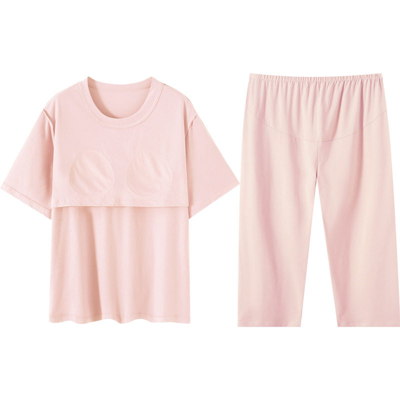 [with Breast Pad] Pajamas for Women Summer Category a Short Sleeve 100 Count Lenzing Modal Bra-Free Women's Home Clothes