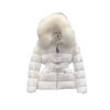 Imported Fox Fur Waist-Cinching Slim-Fit Women's down Jacket Coat