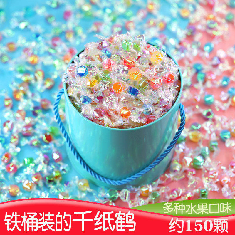 Christmas Candy Gift Box with Colorful Paper Cranes, Popular Snacks for Girls, Birthday Gifts, Small Tin Box with Mixed Flavors