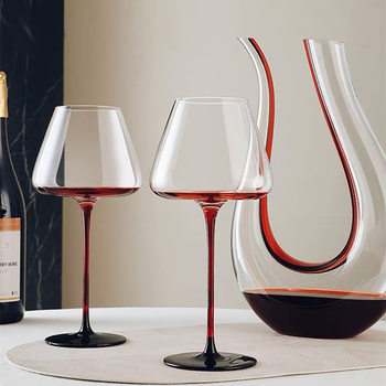 High-End Light Luxury Red Wine Glass, Goblet, Wine Glass, Red Wine Glass with Black Base, Wine Set for Home Use, Tall Wine Glass