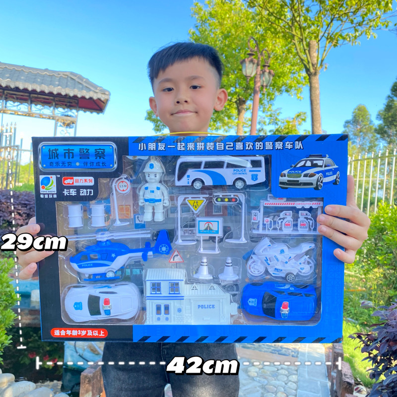 批发工程车消防车模型惯性回力车套装工程玩具车男孩玩具地摊