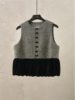 Black and Gray Color-Blocking New Chinese-Style Sleeveless Vest for Women, 2025 Autumn and Winter New Style, Patchwork Elegant Vest for Outerwear 7831