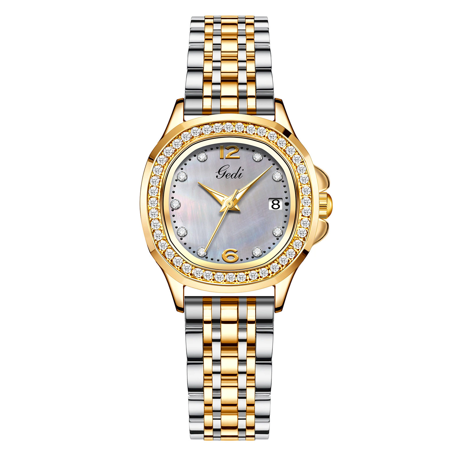 สั่งซื้อนำเข้า Goldie's New Gold Shell Mother-of-Pearlนาฬิกาผู้หญิงควอตซ์พร้อมสายเหล็กเพชรกันน้ำอารมณ์อเนกประสงค์นาฬิกาเดินทางในที่ทำงาน จากจีน 1688 taobao alibaba tmall