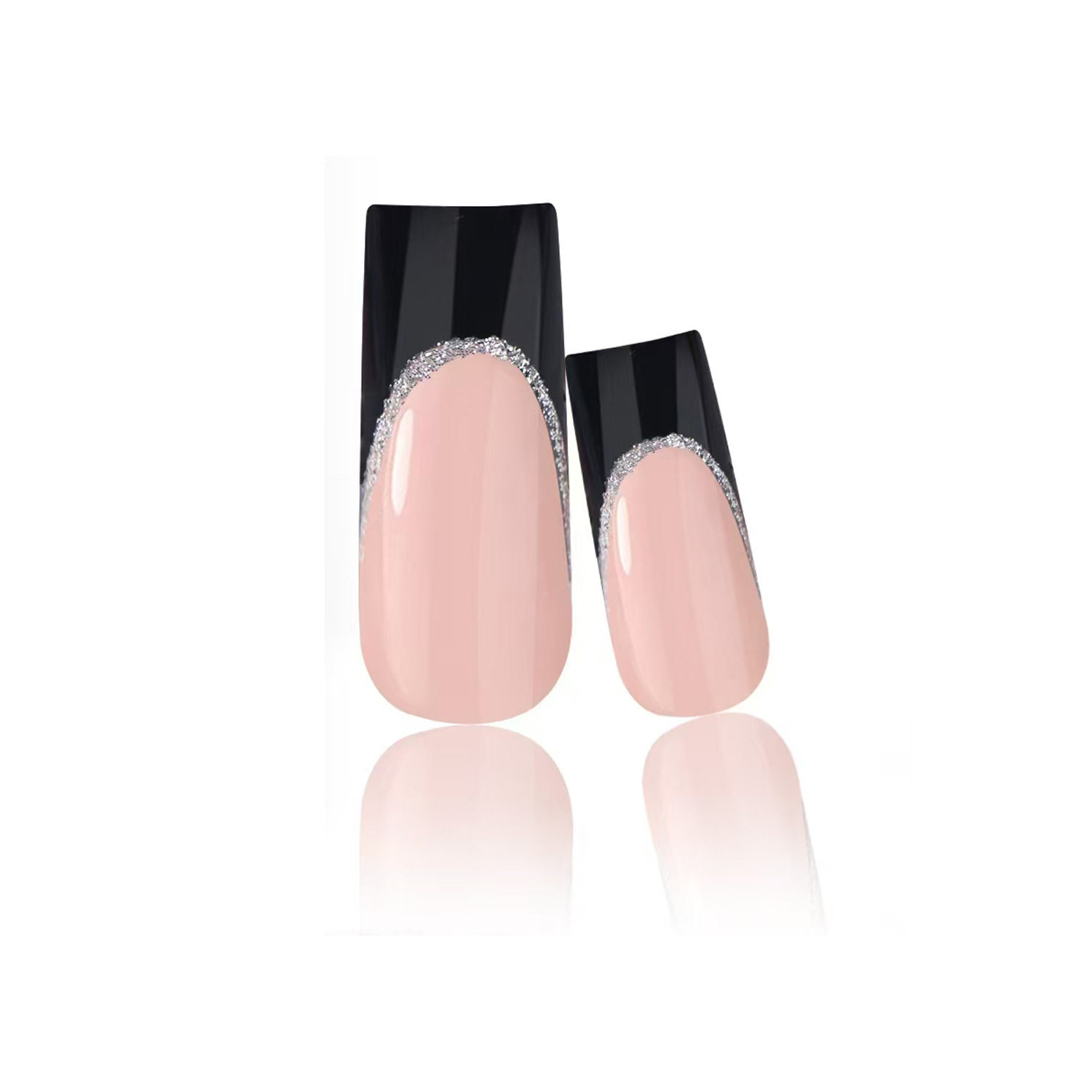 Wearing a piece rectangular water pipe a piece cross-border four-grid naked powder French nail piece 96 ins wind in stock wholesale