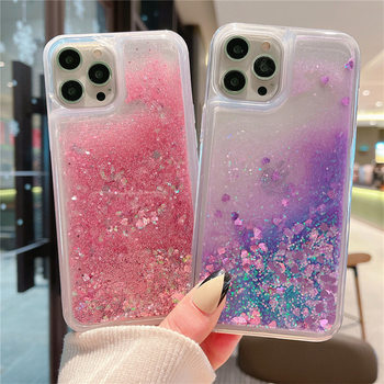 Suitable for Iphone16 Mobile Phone Case, Anti-Fall Glitter Liquid Quicksand 15Promax Apple 17 Protective Cover 14 Silicone