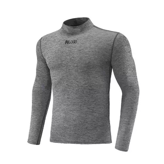 Brand in stock Half-high Collar Track and Field Sports Top Men's Spring and Autumn Long Sleeve European and American Fitness Running Warm Base Shirt