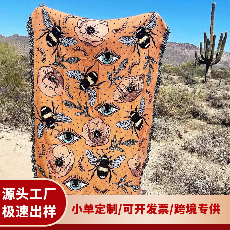 Cross-border Custom Camping Blanket Moisture-proof picnic mat Jacquard Tapestry Ins Style Sofa Towel Thread Blanket Multifunctional Sofa Blanket