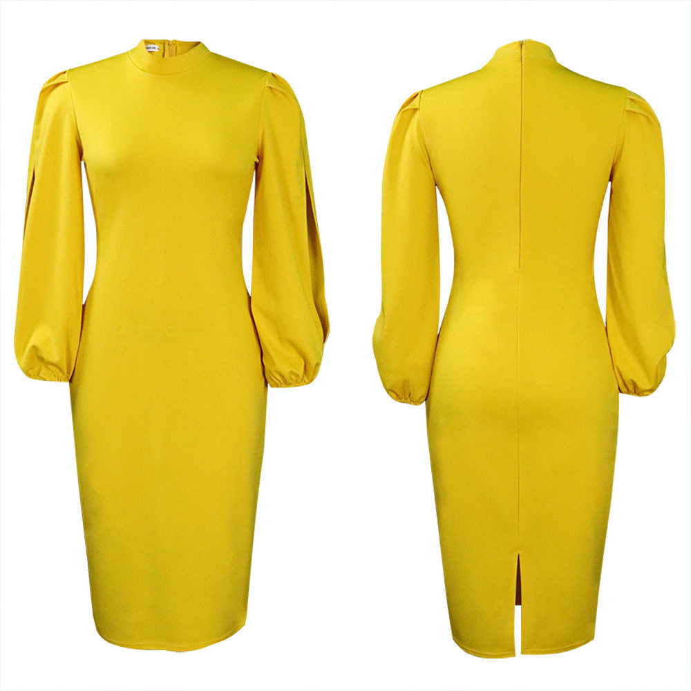 Plus Size Womens Dress Solid Color Elegant Style Fashionable Design Autumn Winter Collection Wholesale Available