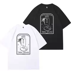 Yelir World T-Shirt Men's Summer Printed T-Shirt American Cotton Short-Sleeved Bottoming Shirt Y European and American Cross-Border Dropshipping