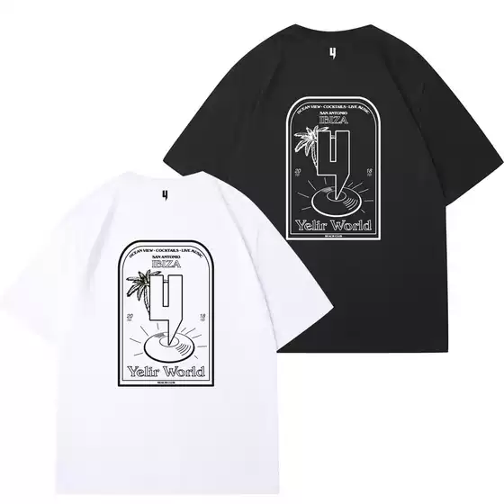 Yelir World T-Shirt Men's Summer Printed T-Shirt American Cotton Short-Sleeved Bottoming Shirt Y European and American Cross-Border Dropshipping