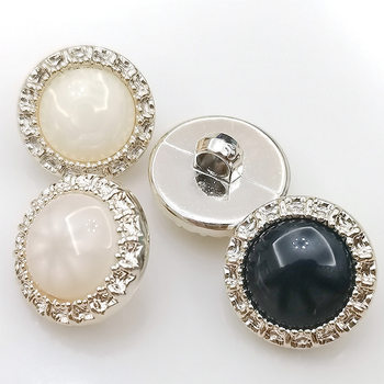 Plastic button round pearl jewelry golden edge woolen coat black button Chanel style cardigan accessories small button