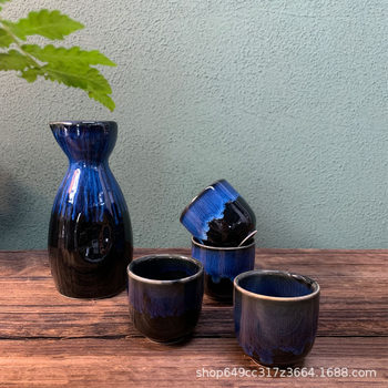 For Amazon Taobao manufacturers Japanese antique ceramic wine set clear wine pot Cup wine separator white wine small wine cup