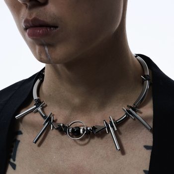 2025 New Dark Punk High-End Waste Armor Mechanical Punk Beaded Unisex Necklace Clavicle Chain Jewelry