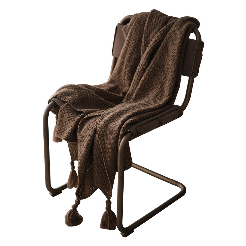 Nordic Simple Style Knitted Tassel Sofa Blanket Decorative Air Conditioning Blanket Ready for Delivery New Hanging Ball