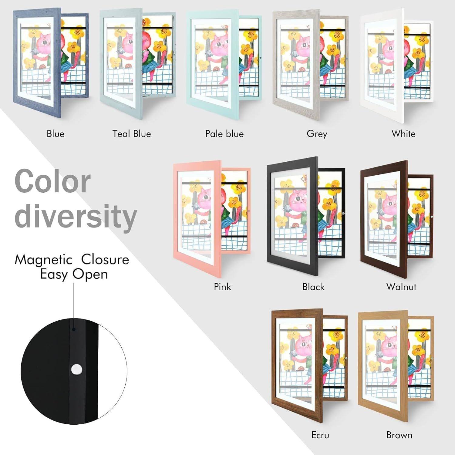 Flip-Top Photo Frame Black 2Pcs Kidsartframe Magnetic Art Frame Can Store Children's Photo Frames