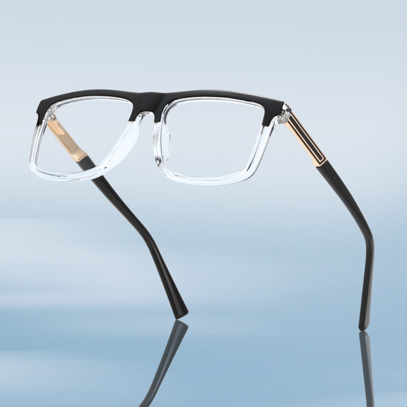 Anti-Blue Light Glasses Frame for Men, European and American Style, Tr90 Business Eyeglass Frame, Non-Prescription Glasses, Can Be Fitted with Prescription Lenses for Nearsightedness