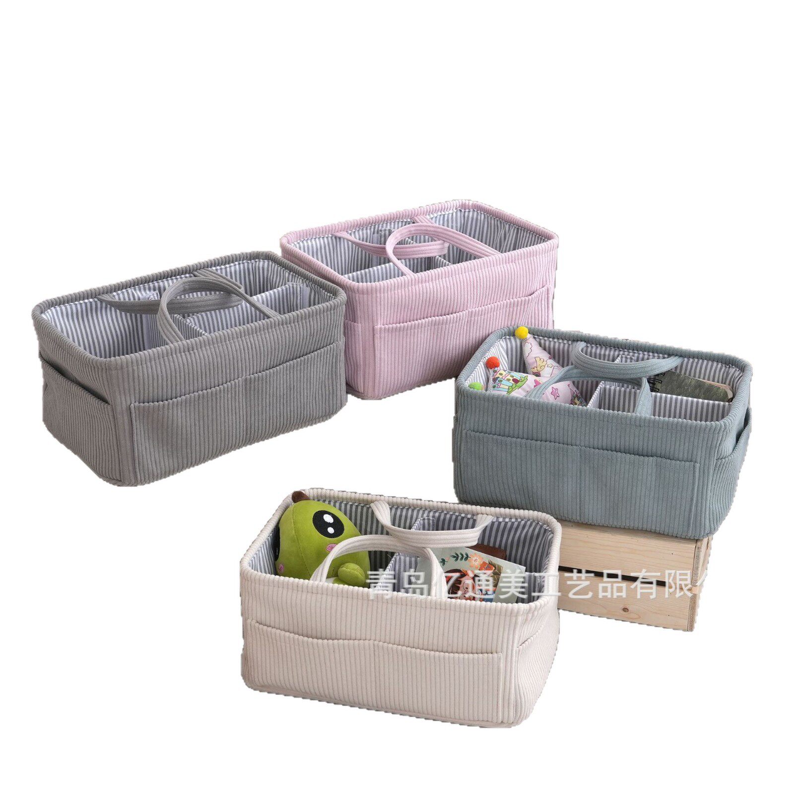 Baby Diaper Basket Toy Storage Basket Storage Basket Tassel Portable Basket Hand-Woven Compartments Removable and Portable