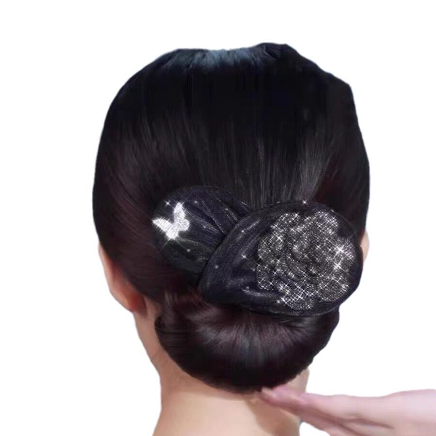 Tiktok same style flower bow lazy updo artifact female temperament back head twist ball head updo hair accessories