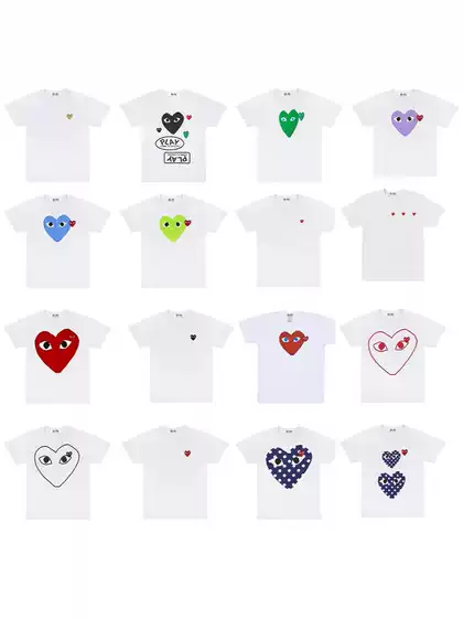 25Ss Export Sichuan Fashion Brand Heart Men and Women Same Style Embroidered Round Neck Simple Loose Short-Sleeved T-Shirt Top Pla