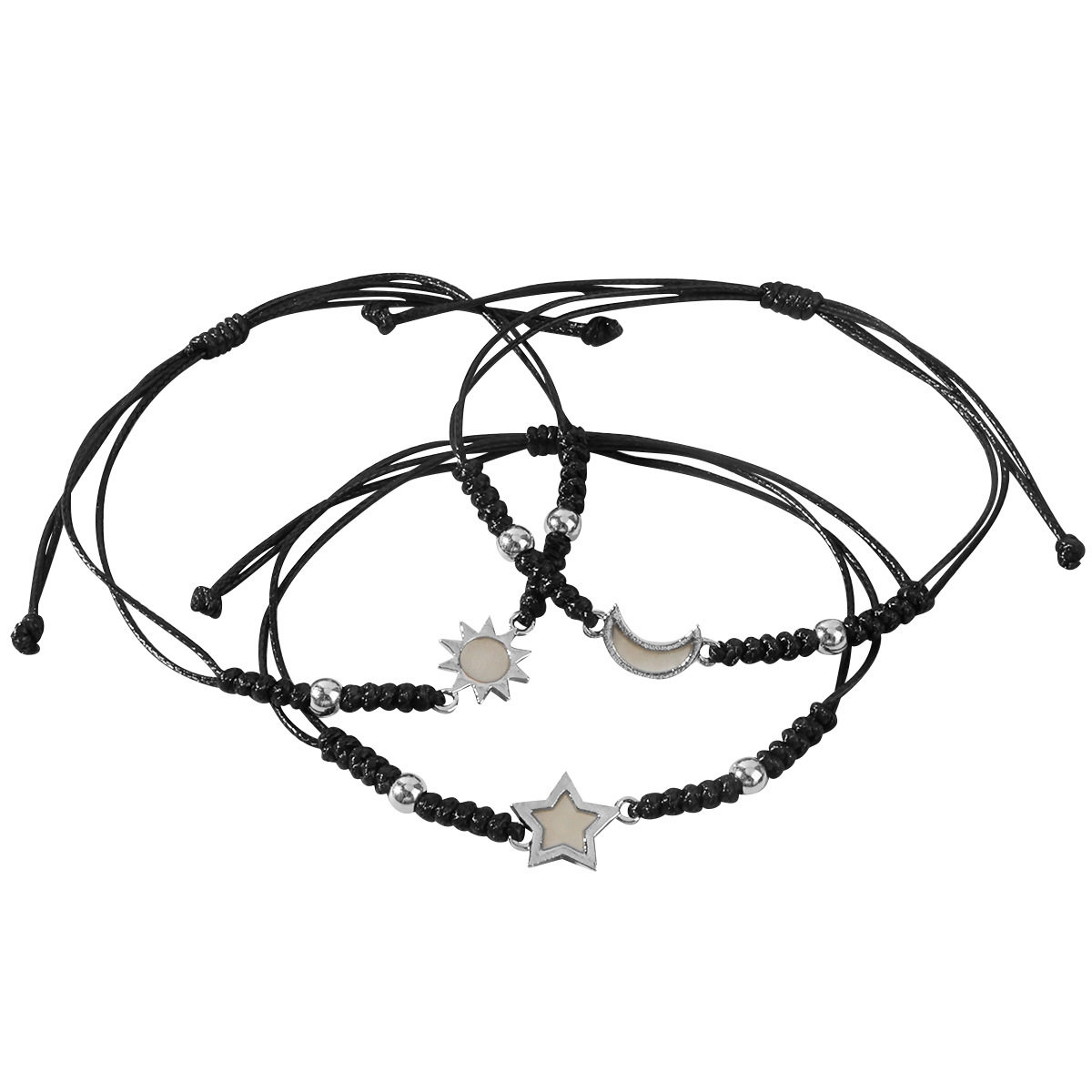Shein Hot-Selling Sun and Moon Jewelry Cross-Border Exclusive Luminous Sun Moon Star Bracelet European and American Retro Woven Bracelet Set