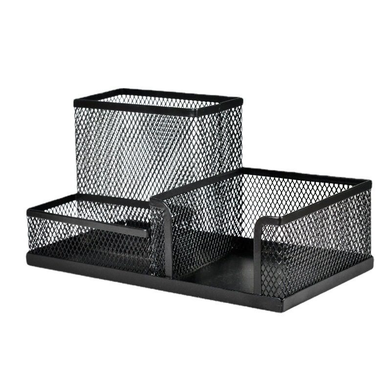Combination pen holder simple creative metal iron three-grid storage pen holder student stationery storage bucket multi-color optional